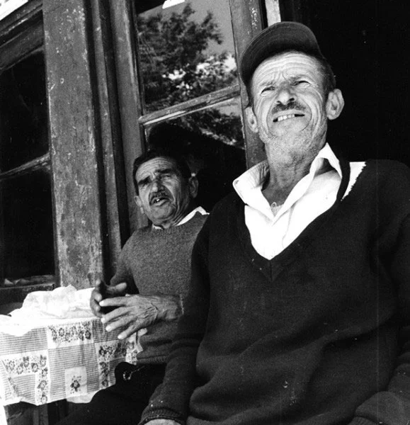 Portrait of a man in a hat in the Pindus Mountains